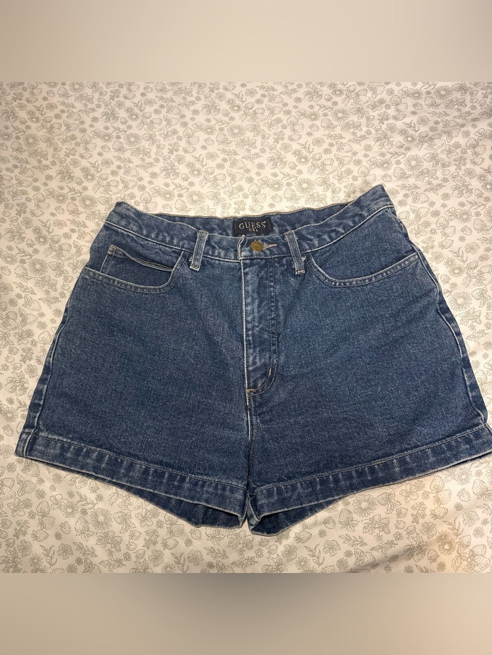 GUESS Dark Blue Denim High-Rise Shorts